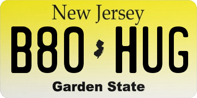 NJ license plate B80HUG