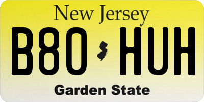 NJ license plate B80HUH