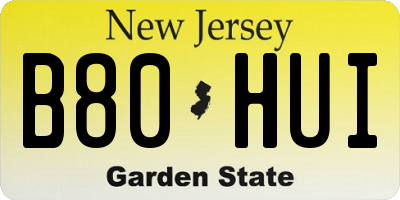 NJ license plate B80HUI
