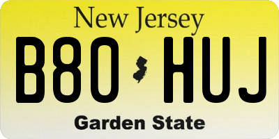 NJ license plate B80HUJ