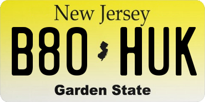 NJ license plate B80HUK