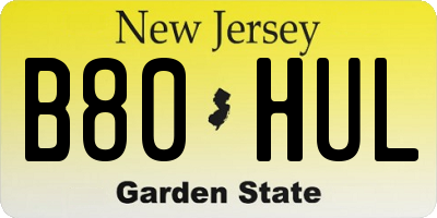 NJ license plate B80HUL