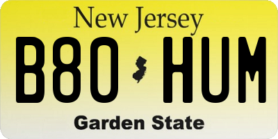 NJ license plate B80HUM