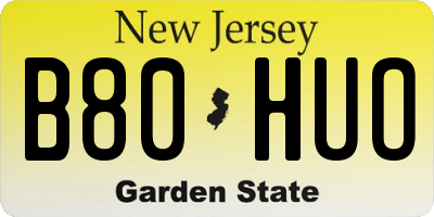 NJ license plate B80HUO