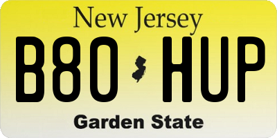 NJ license plate B80HUP