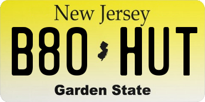 NJ license plate B80HUT