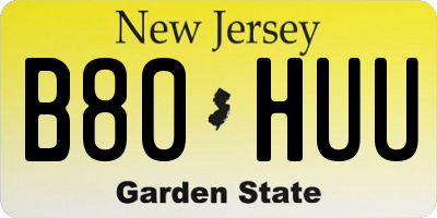 NJ license plate B80HUU