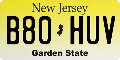 NJ license plate B80HUV
