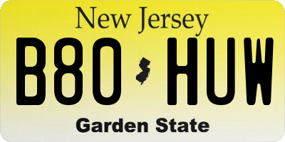 NJ license plate B80HUW