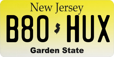 NJ license plate B80HUX