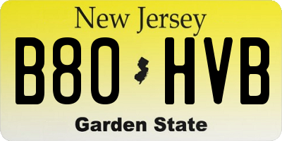 NJ license plate B80HVB