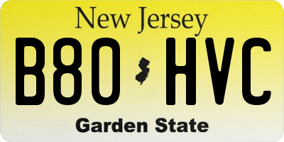 NJ license plate B80HVC