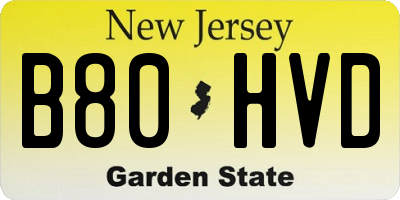 NJ license plate B80HVD