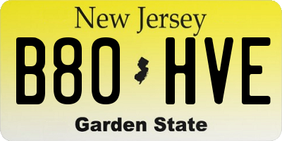 NJ license plate B80HVE