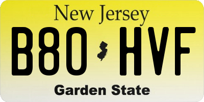 NJ license plate B80HVF