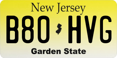 NJ license plate B80HVG