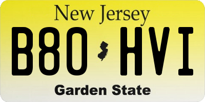 NJ license plate B80HVI