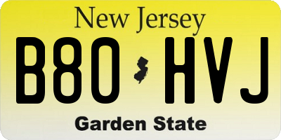 NJ license plate B80HVJ