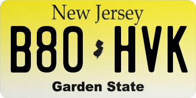 NJ license plate B80HVK
