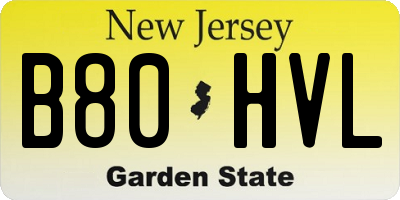 NJ license plate B80HVL