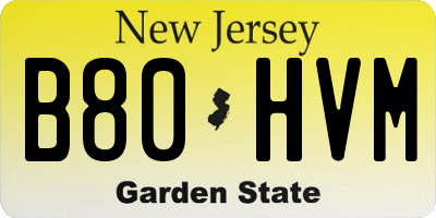 NJ license plate B80HVM