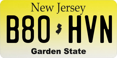 NJ license plate B80HVN
