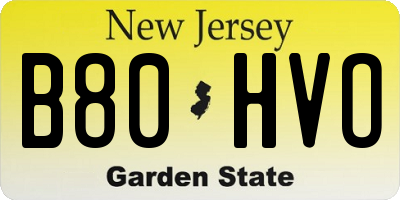 NJ license plate B80HVO