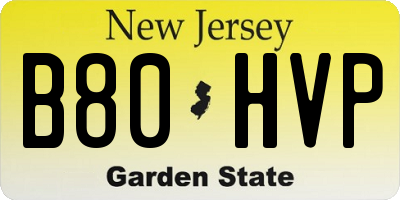 NJ license plate B80HVP