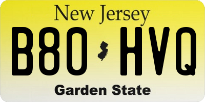 NJ license plate B80HVQ