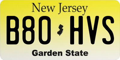 NJ license plate B80HVS