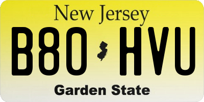 NJ license plate B80HVU