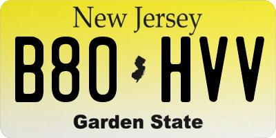 NJ license plate B80HVV