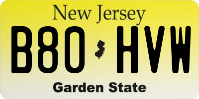 NJ license plate B80HVW