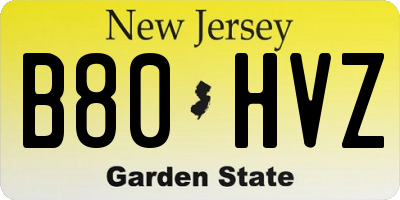 NJ license plate B80HVZ