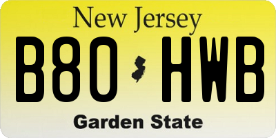NJ license plate B80HWB