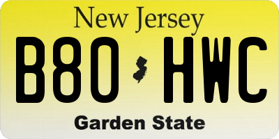 NJ license plate B80HWC