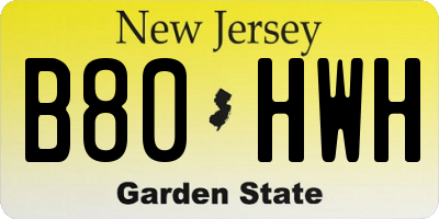 NJ license plate B80HWH
