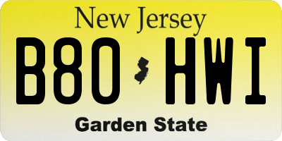 NJ license plate B80HWI