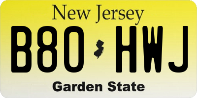 NJ license plate B80HWJ