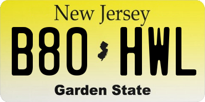 NJ license plate B80HWL