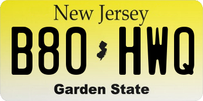 NJ license plate B80HWQ