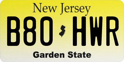 NJ license plate B80HWR