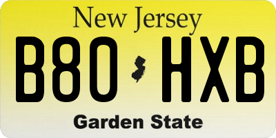 NJ license plate B80HXB