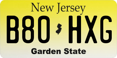 NJ license plate B80HXG