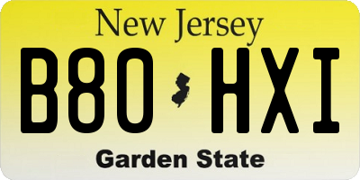 NJ license plate B80HXI
