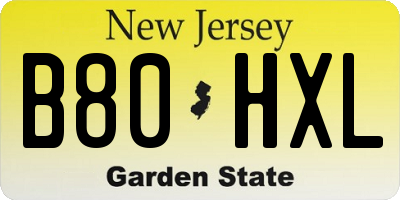 NJ license plate B80HXL