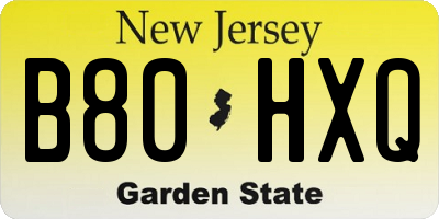 NJ license plate B80HXQ