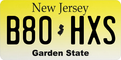 NJ license plate B80HXS