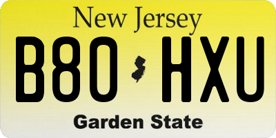 NJ license plate B80HXU