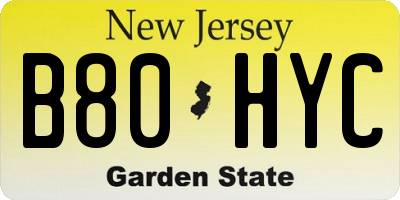 NJ license plate B80HYC